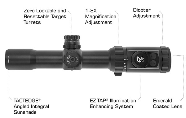 Оптический прицел Leapers UTG 1-8x28 Accushot T8 Tactical SCP3-18IEBG4, гравировка BG4, изображение 2