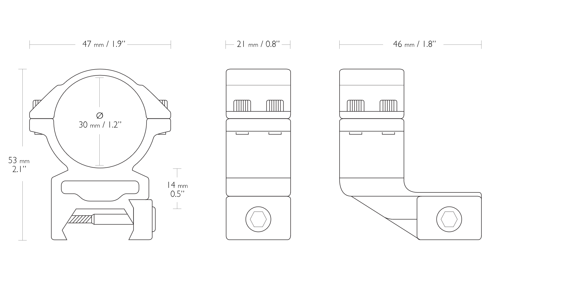 Кольца Hawke на 30мм Weaver с выносом, высокие (22126), изображение 2