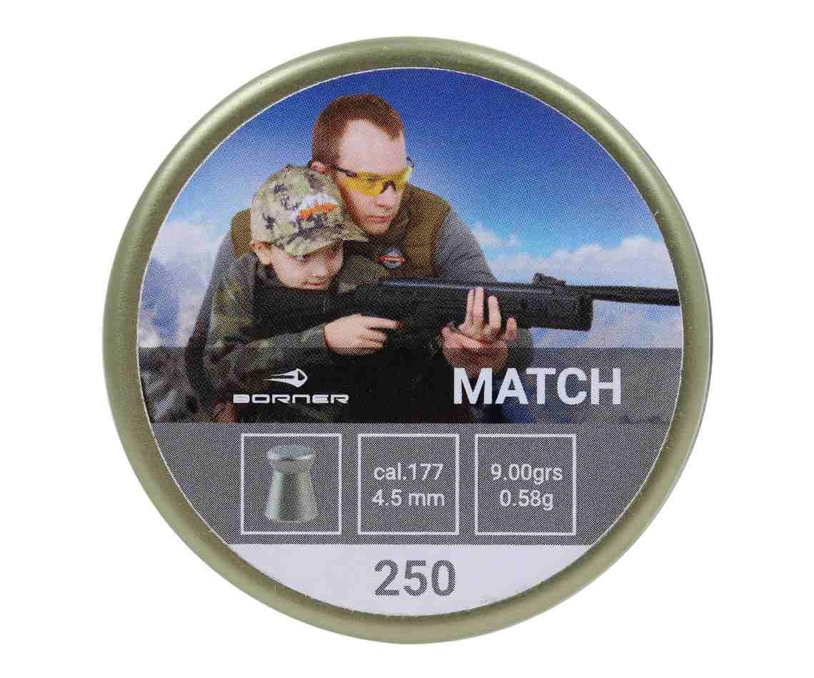 Пули Borner Match 4,5 мм, 0,58 грамм, 250 штук